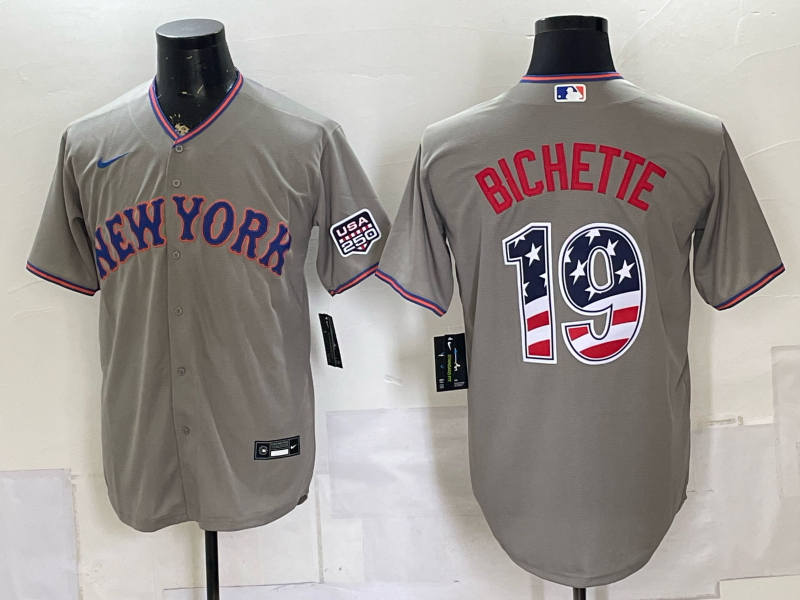 Men MLB New York Mets #19 Bichette grey 2026 Nike jersey 0715002->new york mets->MLB Jersey